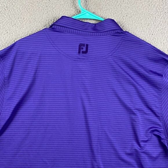 Footjoy Golf Polo Shirt Men's Large Purple Striped Causal Performance Preppy - Picture 9 of 9